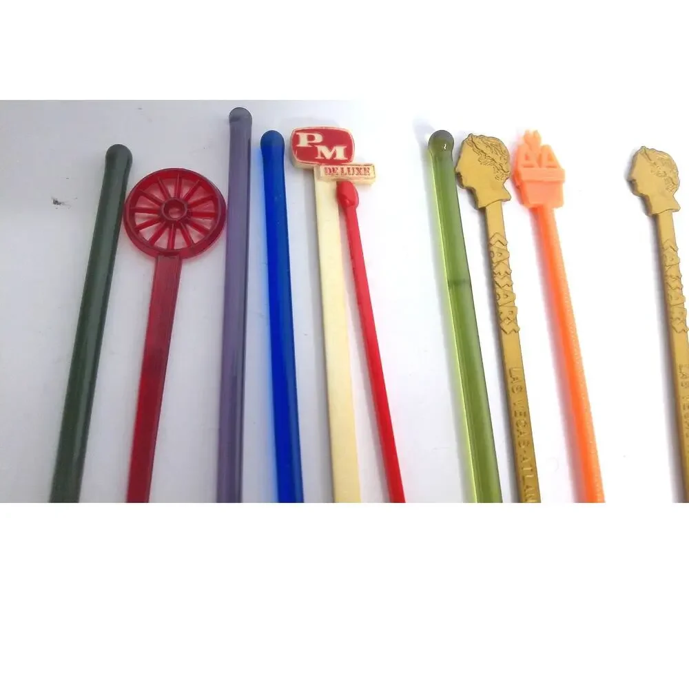 Vintage Stirrers American Airlines Seagrams Caesars Montes Glass Set of 19